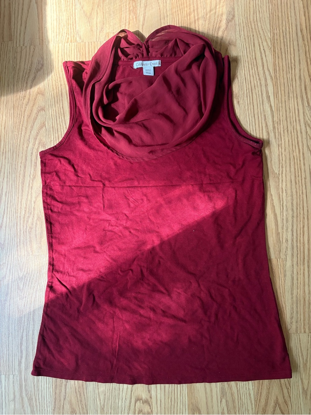 Coldwater Creek Burgundy Cowl Neck Sleeveless Tank